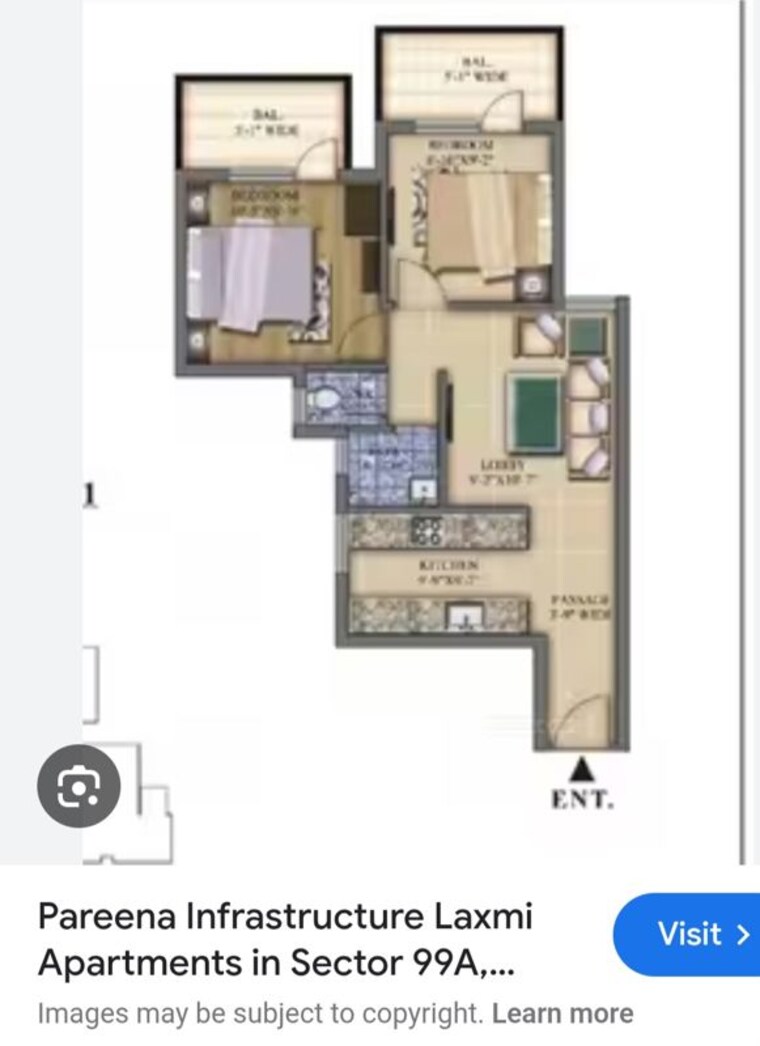 Floor Plan, pareena-laxmi-apartments 2 Bedroom 550 Sq.Ft. Apartment In Sector 99 Gurgaon 10498281
