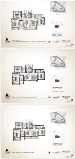 Floor Plan in 3 BHK Apartment at Eaton Park At The Prestige City, Sarjapur Road – for Sale