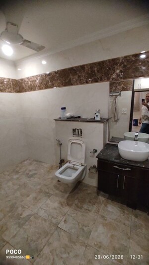 Bathroom in 3 BHK Builder Floor at Mehrauli – for Rent