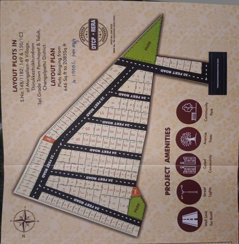 Map Location, city-green  1216 Sq.Yd. Plot In Tirukkalukkunram Chennai 10503165