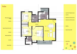 Floor Plan in 3 BHK Apartment at Unitech Unihomes Bhopal, Gehun Kheda – for Sale