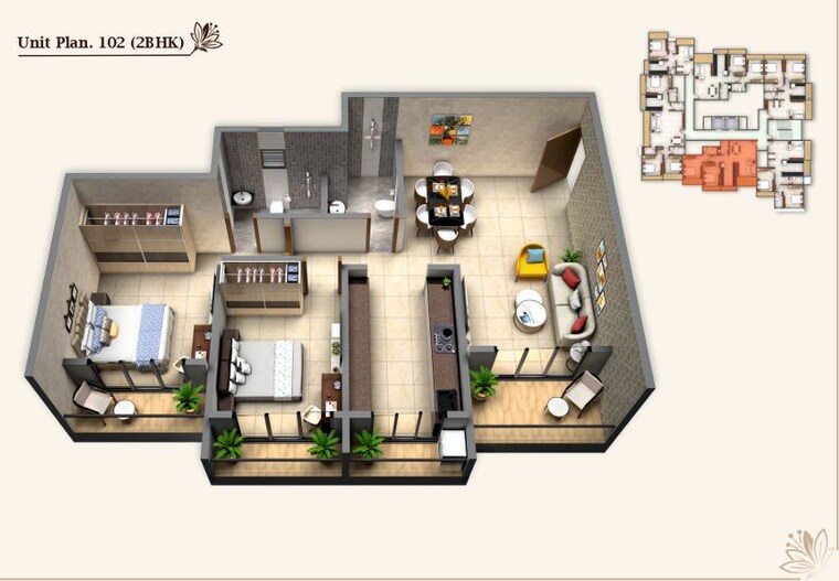 Floor Plan, saraswat colony 2 Bedroom 745 Sq.Ft. Apartment In Saraswat Colony Thane 10504692