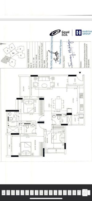 Floor Plan in 3 BHK Apartment at Goyal and Co Orchid Whitefield, Whitefield – for Sale