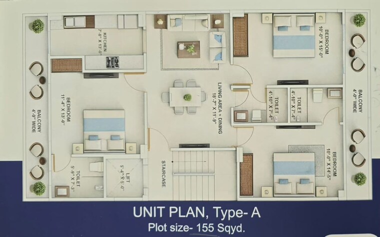 Floor Plan, lion-green-valley 3 Bedroom 1200 Sq.Ft. Builder Floor In Sohna Sector 35 Gurgaon 10505520