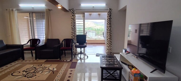 Living Room, pandit-javdekar-red-earth 2 Bedroom 1200 Sq.Ft. Penthouse In Pirangut Pune 10505707