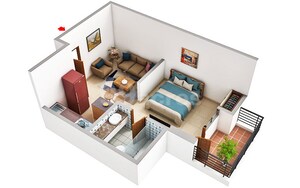Furnished Amenities in 1 RK Apartment at PKS Town Central, Sector 16b Greater Noida – for Rent