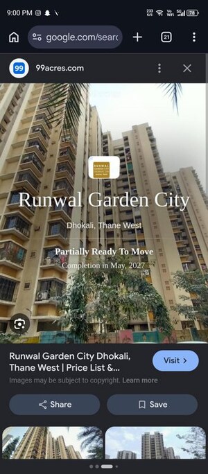 2 BHK Apartment – Exterior View View at Runwal Garden City, Balkum Pada - for Rent