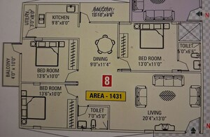 Floor Plan in 3 BHK Apartment at M S Garden, Gottigere – for Sale