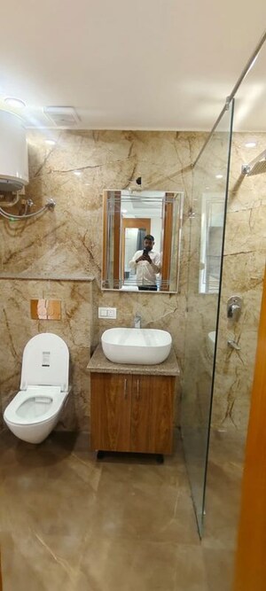 Bathroom in 3 BHK Builder Floor at Dharam Colony – for Rent