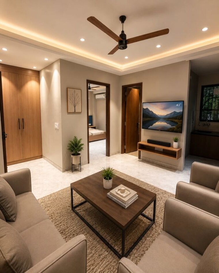 Living Room, sector 52 2 Bedroom 1300 Sq.Ft. Builder Floor In Sector 52 Gurgaon 10509161