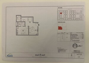 Floor Plan in 1 BHK Apartment at Assetz Soul And Soil, Chikkagubbi Village – for Sale