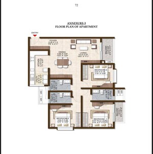 Floor Plan in 3 BHK Apartment at Bren Aspera, Bidare Agraha – for Sale