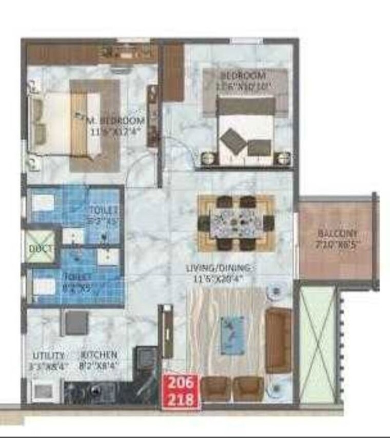 Floor Plan, desai-golden-springs 2 Bedroom 1057 Sq.Ft. Apartment In Kadugodi Bangalore 10510101