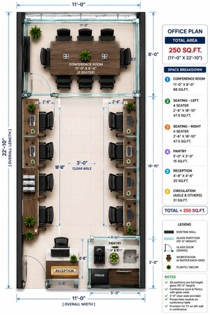 Floor Plan in  Office Space at Lodha The Park, Worli – for Rent