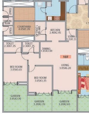 Floor Plan in 2 BHK Apartment at Nirman Altius, Kharadi – for Sale