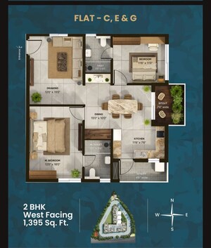 Floor Plan in 2 BHK Apartment at Kollur Gated Community, Kollur – for Sale