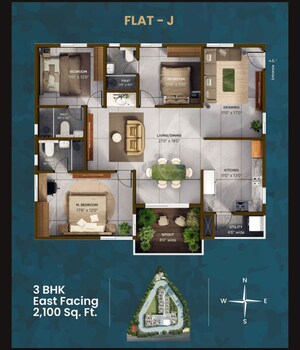 Floor Plan in 2 BHK Apartment at Kollur Gated Community, Kollur – for Sale