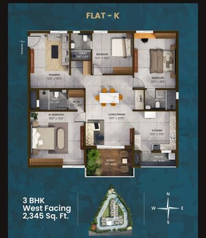 Floor Plan in 2 BHK Apartment at Kollur Gated Community, Kollur – for Sale