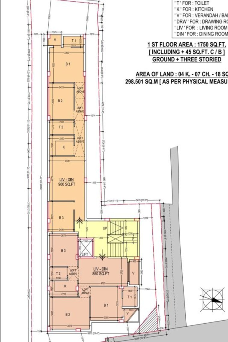 Floor Plan, alipore 3 Bedroom 1105 Sq.Ft. Builder Floor In Alipore Kolkata 10513237