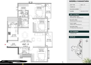 Floor Plan in 3 BHK Apartment at Godrej Vanantara, Bannerghatta – for Sale
