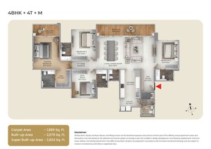 Floor Plan in 4 BHK Apartment at Puravankara Purva Silver Sky, Electronic City Phase ii – for Sale