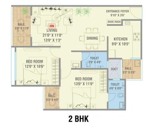 Floor Plan in  Apartment at Chaandrai Valeentina Tower, Vadgaon Budruk – for Sale