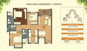 Floor Plan in 3 BHK Apartment at Ivory at Brigade Orchards, Devanahalli – for Sale