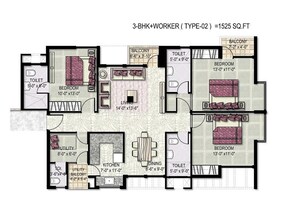 Floor Plan in 3.5 BHK Apartment at Jaypee Kensington Park Apartments, Sector 133 – for Sale