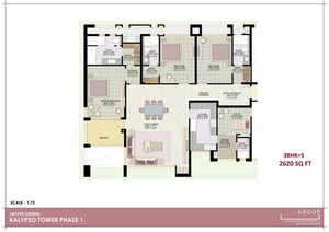 Floor Plan in 3.5 BHK Apartment at Jaypee Greens Kalypso Court, Sector 128 – for Sale