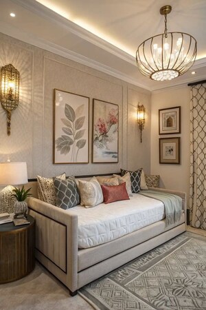 Living Room in 4 BHK Builder Floor at Ansal Sushant Apartments, Sushant Lok I – for Rent