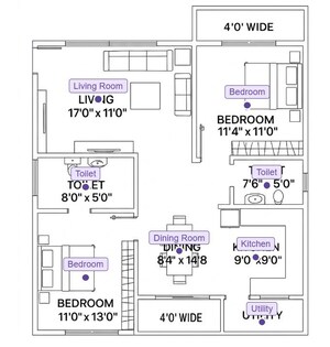 Floor Plan in 2 BHK Apartment at Sumadhuras Sawan MTB, Hoodi – for Rent