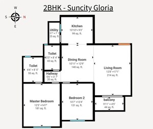 Floor Plan in 3 BHK Apartment at Ahad Euphoria, Sarjapur Road – for Sale