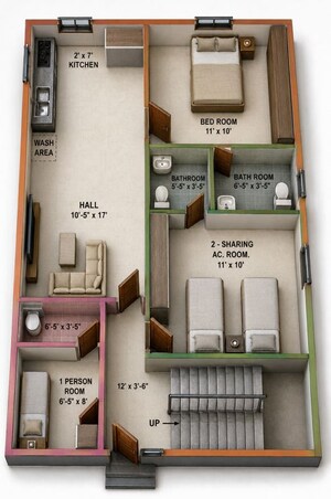 Floor Plan in 5 BHK Independent House at Arun Excello Temple Green, Oragadam – for Rent
