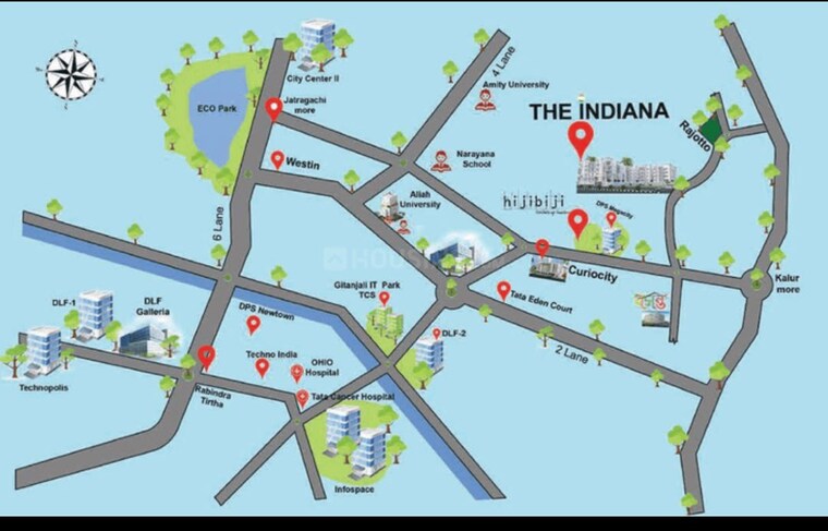 Map Location, realtech-the-indiana 3 Bedroom 975 Sq.Ft. Apartment In Rajarhat Kolkata 10520001