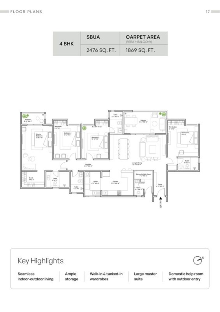 Floor Plan, assetz-mizumi-reserve 4 Bedroom 2476 Sq.Ft. Apartment In Kudlu Bangalore 10514619