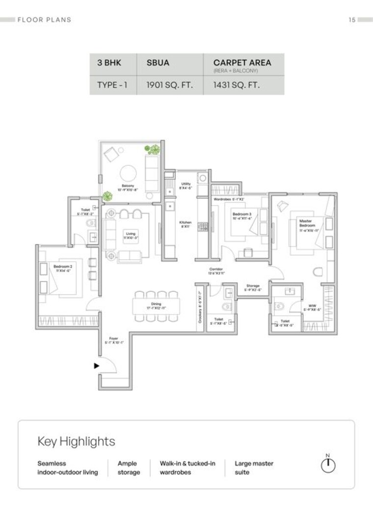 Floor Plan, assetz-mizumi-reserve 3 Bedroom 2165 Sq.Ft. Apartment In Kudlu Bangalore 10514567