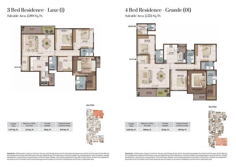 Floor Plan, ckpc-heart-of-harmony 3 Bedroom 2184 Sq.Ft. Apartment In Kudlu Gate Bangalore 10520806