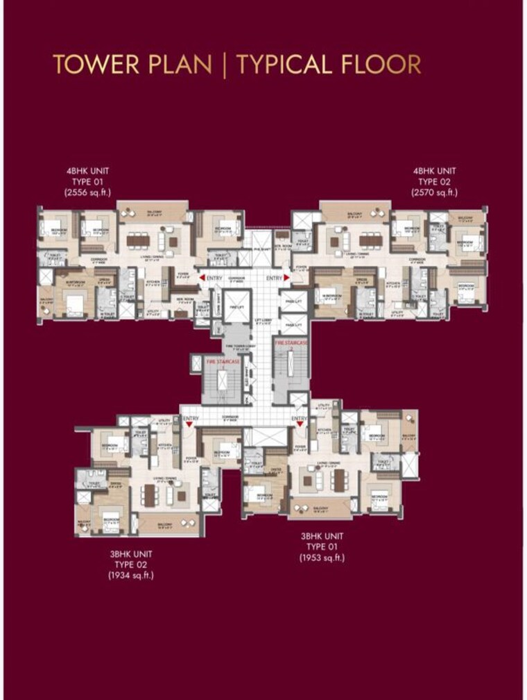 Floor Plan, concorde-eleve 3 Bedroom 1953 Sq.Ft. Apartment In Aavalahalli Bangalore 10520947