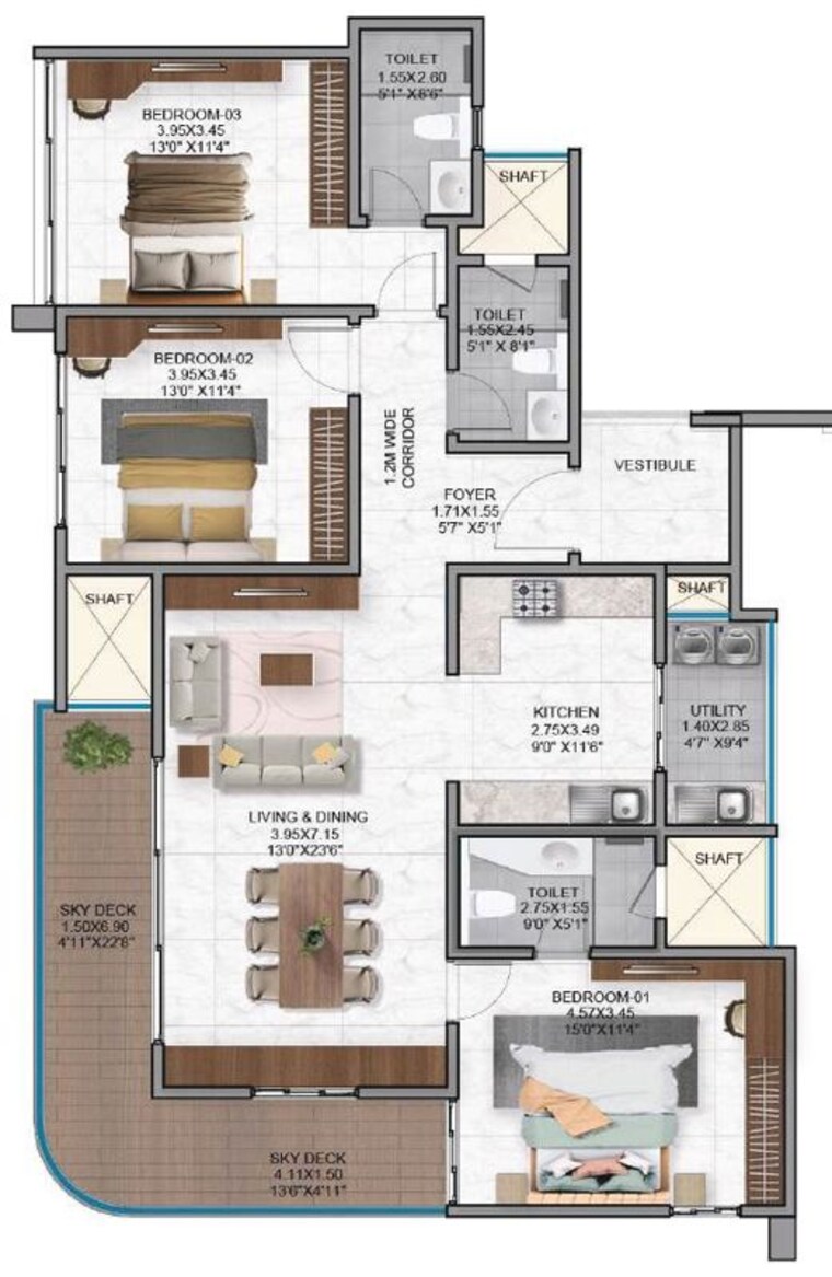 Floor Plan, nambiar-district-25 4 Bedroom 2613 Sq.Ft. Apartment In Dommasandra Bangalore 10521287