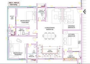 Floor Plan in 4 BHK Apartment at Sumadhura Olumpus, Nanakramguda – for Sale