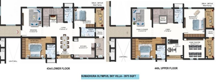 Floor Plan, sumadhura-olumpus 4 Bedroom 3000 Sq.Ft. Apartment In Nanakramguda Hyderabad 10521293
