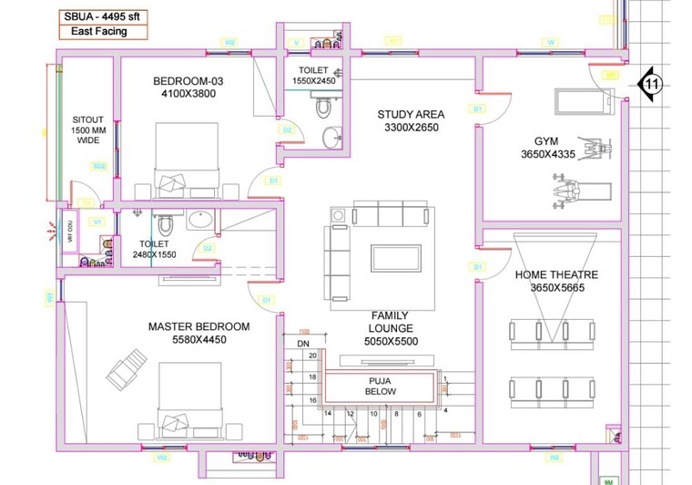 Floor Plan, sumadhura-olumpus 4 Bedroom 3000 Sq.Ft. Apartment In Nanakramguda Hyderabad 10521293
