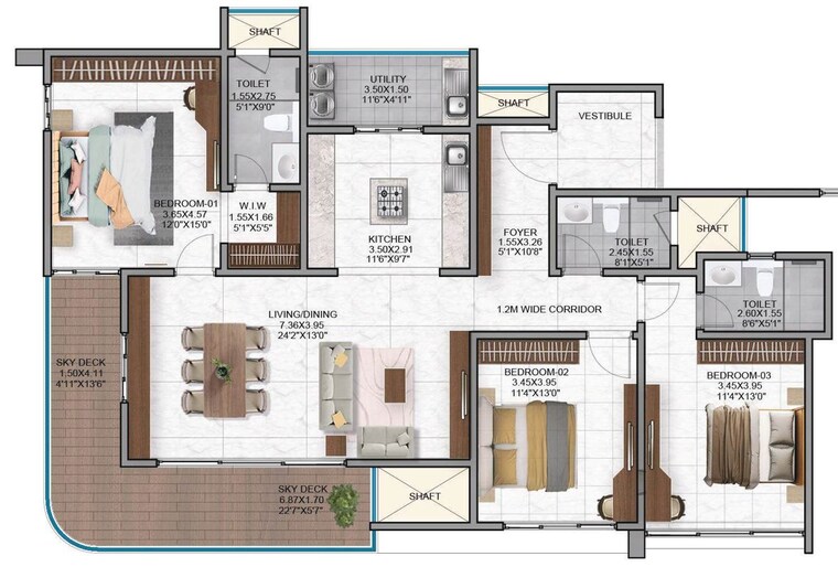 Floor Plan, nambiar-district-25 2 Bedroom 1252 Sq.Ft. Apartment In Dommasandra Bangalore 10508785