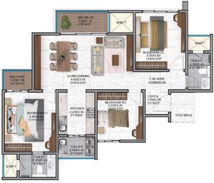 Floor Plan in 3 BHK Apartment at Nambiar District 25, Dommasandra – for Sale