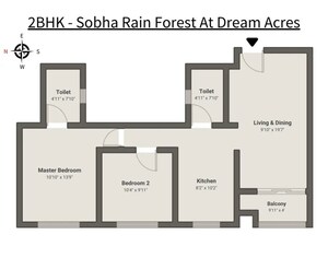 Floor Plan in 2 BHK Apartment at Sobha Dream Acres, Panathur – for Sale