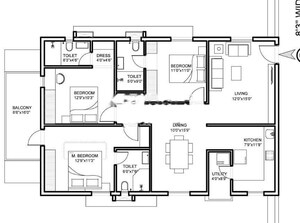 Floor Plan in 3 BHK Apartment at Anvita Ivana, Kollur – for Sale