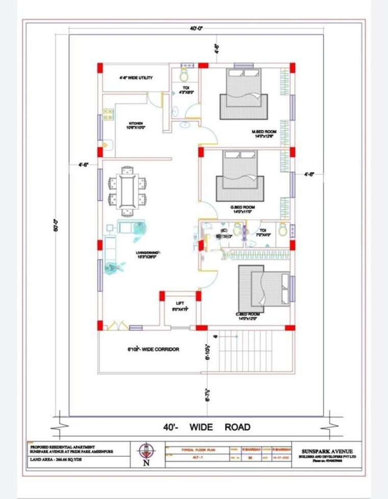 Floor Plan, nagaram 3 Bedroom 1900 Sq.Ft. Apartment In Nagaram Hyderabad 10524260