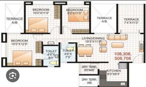 Floor Plan in 2 BHK Apartment at Rahatani – for Sale