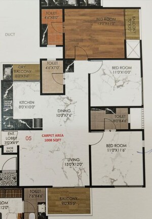 Floor Plan in 3 BHK Apartment at Success Windsor Tower, Ravet – for Sale