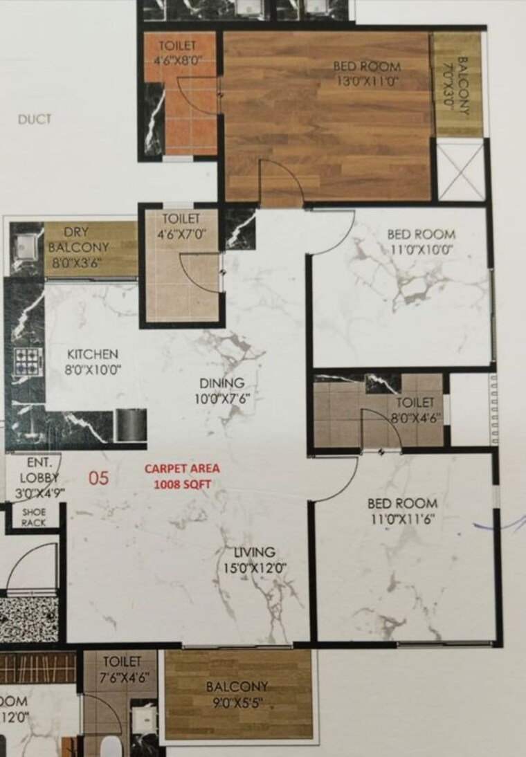 Floor Plan, success-windsor-tower 3 Bedroom 1300 Sq.Ft. Apartment In Ravet Pune 10525532